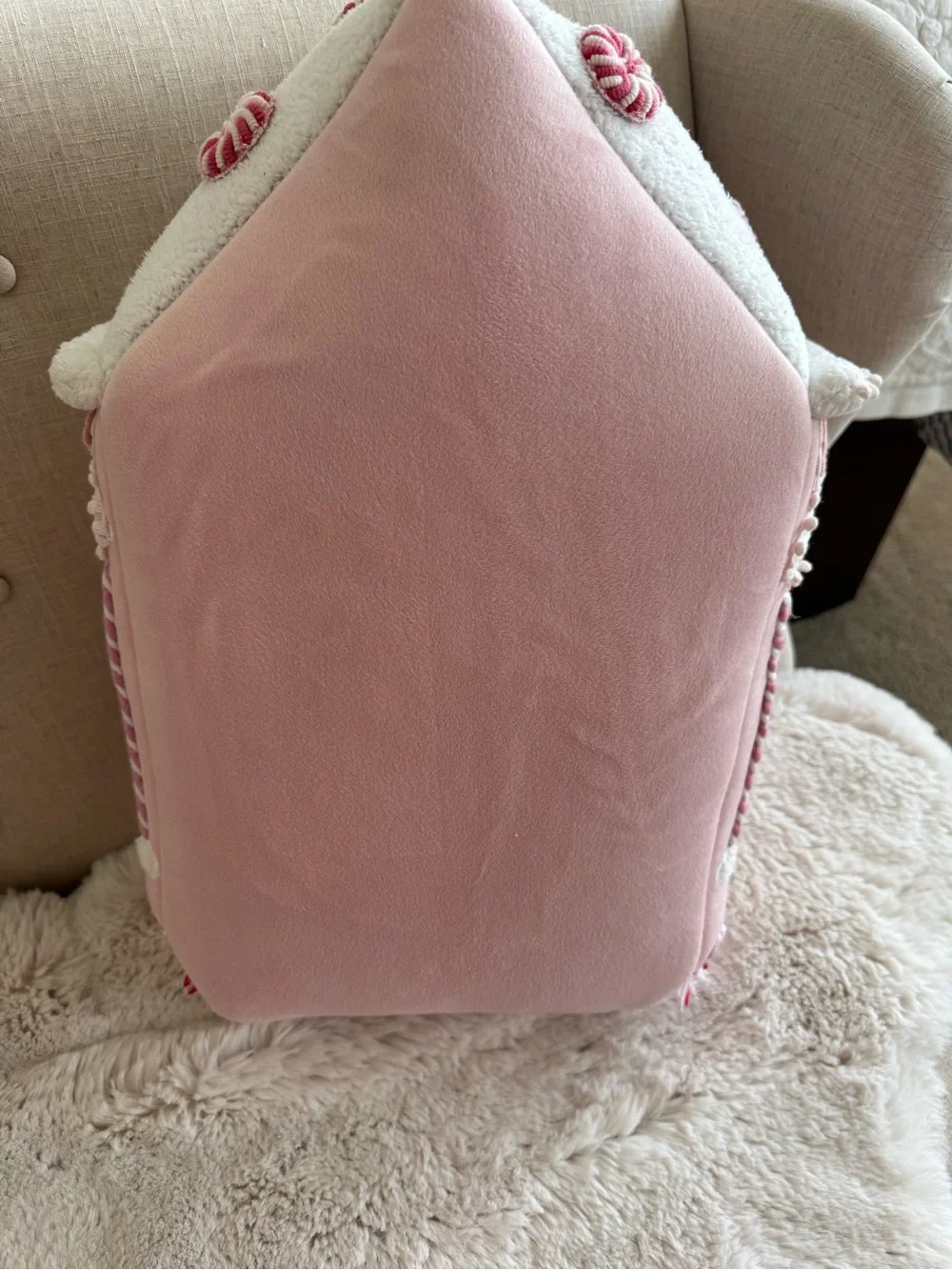 Pottery Barn Pink Gingerbread Pillow Plush Christmas Holiday Decor 18.5”